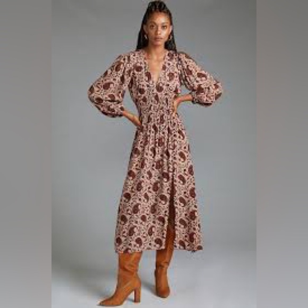 Anthropologie Lusana Boho Maxi Dress Size 6